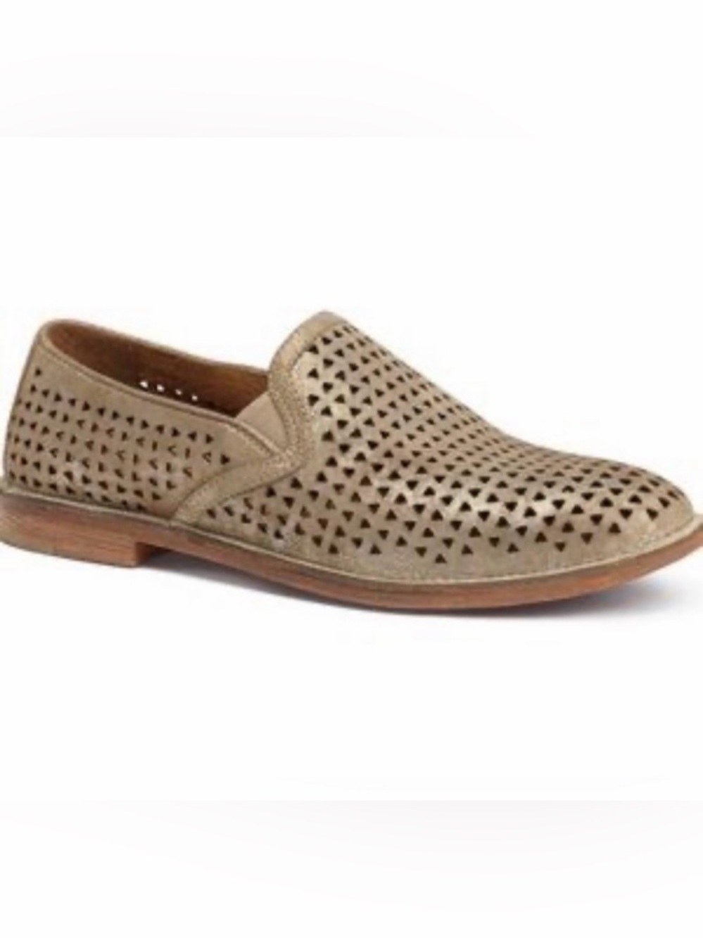 Trask Ali Loafers 6.5 Gold Metallic Leather Perforated Slip On Flats
